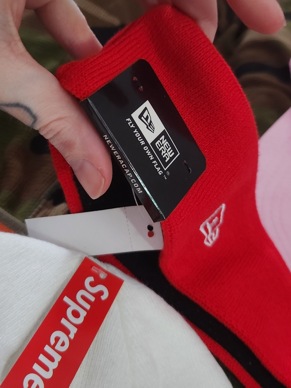 New Era Red Knit Headband with White Logo - Picture 3 of 4